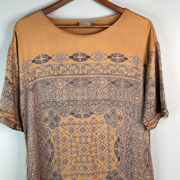 VERO MODA Sadie Twill Patterned Short Tunic Dress Camel Grey Blue Short Sleeve M - Picture 3 of 13